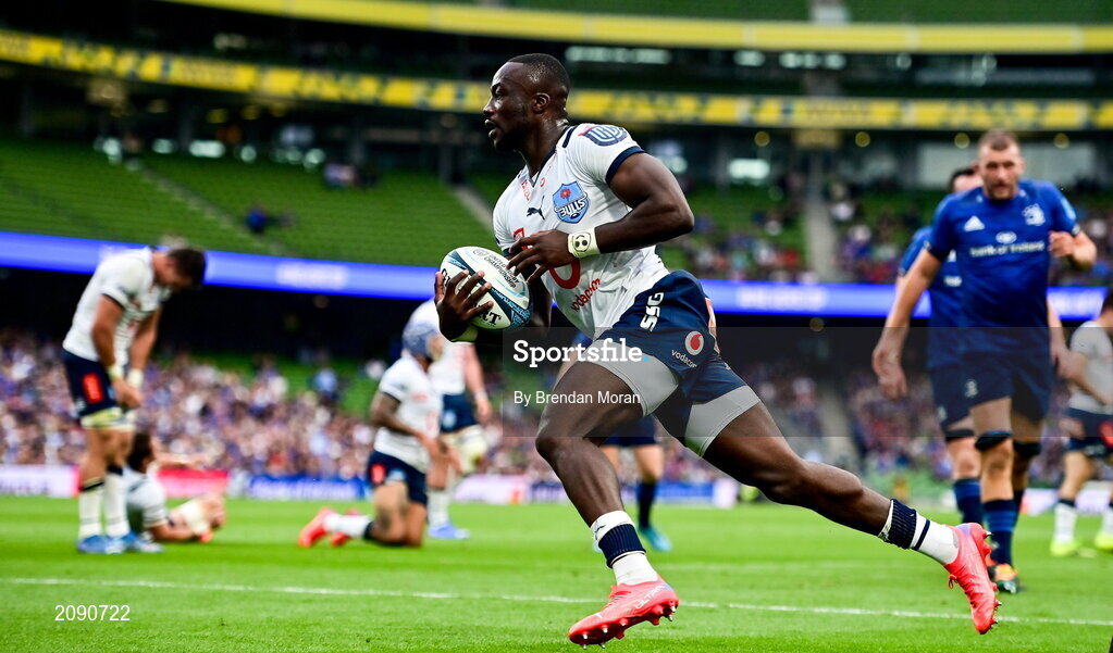 25 September 2021; Madosh Tambwe of Vodacom Bulls during the United Rugby Championship match between Leinster and Vodacom Bulls at Aviva Stadium in Dublin. Photo by Brendan Moran/Sportsfile