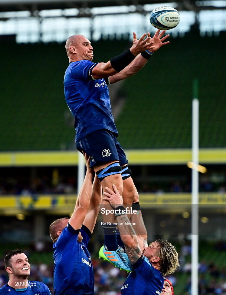 25 September 2021; Rhys Ruddock of Leinster during the United Rugby Championship match between Leinster and Vodacom Bulls at Aviva Stadium in Dublin. Photo by Brendan Moran/Sportsfile