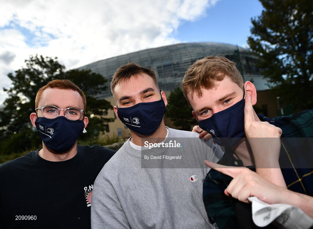 25 September 2021; Laya healthcare masks are seen outside the stadium prior to the United Rugby Championship match between Leinster and Vodacom Bulls at Aviva Stadium in Dublin.  Photo by David Fitzgerald/Sportsfile