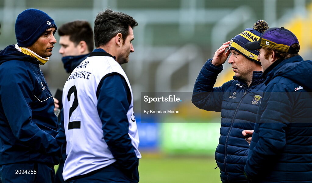 9 May 2021; Wexford selectors, from left, Keith Rossiter, Niall Corcoran and JJ Doyle before the Allianz Hurling League Division 1 Group B Round 1 match between Wexford and Laois at Chadwicks Wexford Park in Wexford. Photo by Brendan Moran/Sportsfile