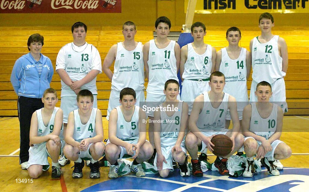 23 March 2004; The team from St Nathy's, Ballaghdireen. All-Ireland Schoolboys Basketball League, U16 'B'  Final, St Nathy's, Ballaghdireen,  Co. Roscommon v Ard Scoil Ris, Limerick, ESB Arena, Tallaght, Dublin. Picture credit; Brendan Moran / SPORTSFILE *EDI*