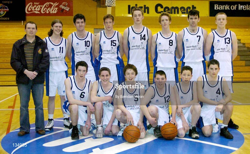 23 March 2004; The St. Aidan's Team, Cootehill. All-Ireland Schoolboys Basketball League, U19 'C'  Final, St Aidan's, Cootehill, Co. Cavan v St Patrick's Comprehensive, Shannon, Co. Clare, ESB Arena, Tallaght, Dublin. Picture credit; Brendan Moran / SPORTSFILE *EDI*