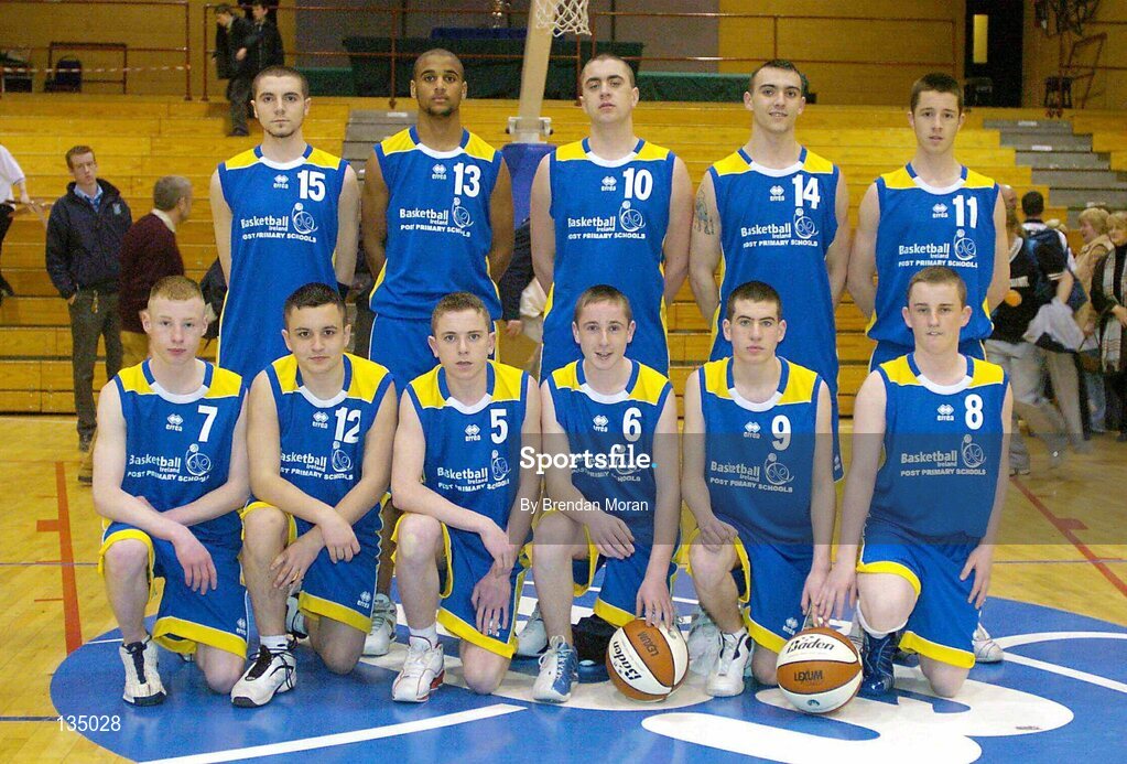 24 March 2004; The team from North Monastery, Cork. All-Ireland Schoolboys Basketball League, U19 'A'  Final, St Fintan's, Sutton, Dublin v North Monastery, Cork, ESB Arena, Tallaght, Dublin. Picture credit; Brendan Moran / SPORTSFILE *EDI*