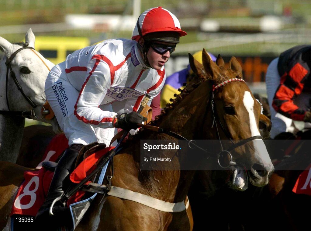 16 March 2004; Fleet Street, with Adrian Tinkler up, jumps the last on the way to winning the The Lethbey & Christopher Supreme Novices' Hurdle, Cheltenham Festival, Prestbury Park, Cheltenham, England. Horse Racing. Picture credit; Pat Murphy / SPORTSFILE *EDI*