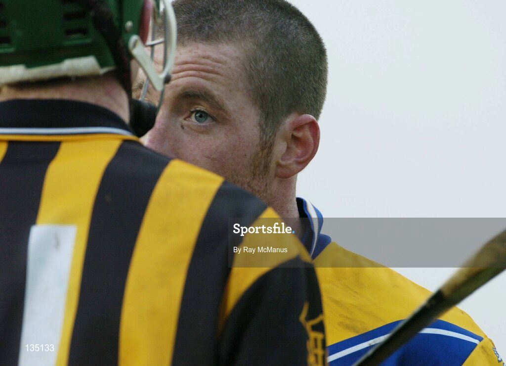 21 March 2004; David Hoey, Clare, with Henry Shefflin, Kilkenny. Allianz Hurling League 2004, Division 1A, Round 4, Clare v Kilkenny, Cusack Park, Ennis, Co. Clare. Picture credit; Ray McManus / SPORTSFILE *EDI*