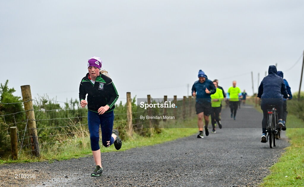 23 October 2021; Parkrun Ireland in partnership with Vhi, added a new parkrun at Achill Greenway on Saturday, 23rd of October, with the introduction of the Achill Greenway parkrun at Achill Greenway, Great Western Greenway in Achill, Mayo. Parkruns take place over a 5km course weekly, are free to enter and are open to all ages and abilities, providing a fun and safe environment to enjoy exercise. To register for a parkrun near you visit www.parkrun.ie. Pictured is a participant during the parkrun. Photo by Brendan Moran/Sportsfile