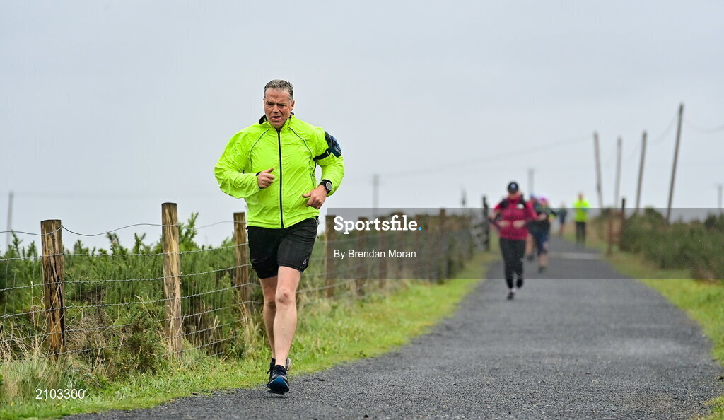 23 October 2021; Parkrun Ireland in partnership with Vhi, added a new parkrun at Achill Greenway on Saturday, 23rd of October, with the introduction of the Achill Greenway parkrun at Achill Greenway, Great Western Greenway in Achill, Mayo. Parkruns take place over a 5km course weekly, are free to enter and are open to all ages and abilities, providing a fun and safe environment to enjoy exercise. To register for a parkrun near you visit www.parkrun.ie. Pictured is a participant during the parkrun. Photo by Brendan Moran/Sportsfile