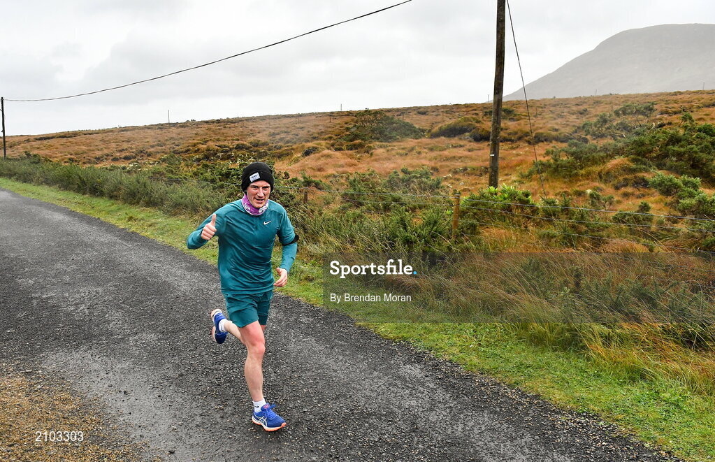 23 October 2021; Parkrun Ireland in partnership with Vhi, added a new parkrun at Achill Greenway on Saturday, 23rd of October, with the introduction of the Achill Greenway parkrun at Achill Greenway, Great Western Greenway in Achill, Mayo. Parkruns take place over a 5km course weekly, are free to enter and are open to all ages and abilities, providing a fun and safe environment to enjoy exercise. To register for a parkrun near you visit www.parkrun.ie. Pictured at the parkrun is former Mayo footballer and Fine Gael TD Alan Dillon. Photo by Brendan Moran/Sportsfile