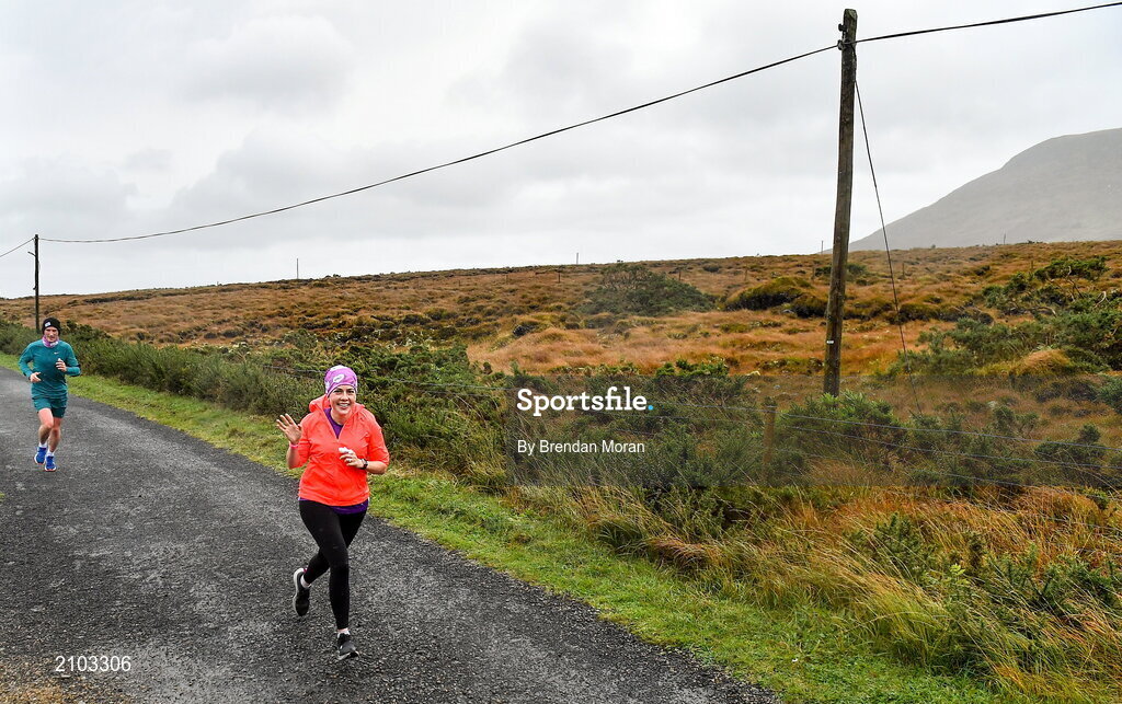 23 October 2021; Parkrun Ireland in partnership with Vhi, added a new parkrun at Achill Greenway on Saturday, 23rd of October, with the introduction of the Achill Greenway parkrun at Achill Greenway, Great Western Greenway in Achill, Mayo. Parkruns take place over a 5km course weekly, are free to enter and are open to all ages and abilities, providing a fun and safe environment to enjoy exercise. To register for a parkrun near you visit www.parkrun.ie. Pictured at the parkrun is Nicola Shields of VHI. Photo by Brendan Moran/Sportsfile