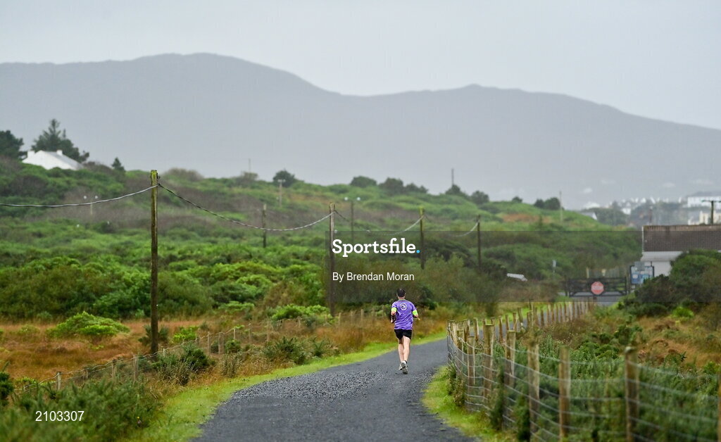 23 October 2021; Parkrun Ireland in partnership with Vhi, added a new parkrun at Achill Greenway on Saturday, 23rd of October, with the introduction of the Achill Greenway parkrun at Achill Greenway, Great Western Greenway in Achill, Mayo. Parkruns take place over a 5km course weekly, are free to enter and are open to all ages and abilities, providing a fun and safe environment to enjoy exercise. To register for a parkrun near you visit www.parkrun.ie. Pictured is a participant during the parkrun. Photo by Brendan Moran/Sportsfile
