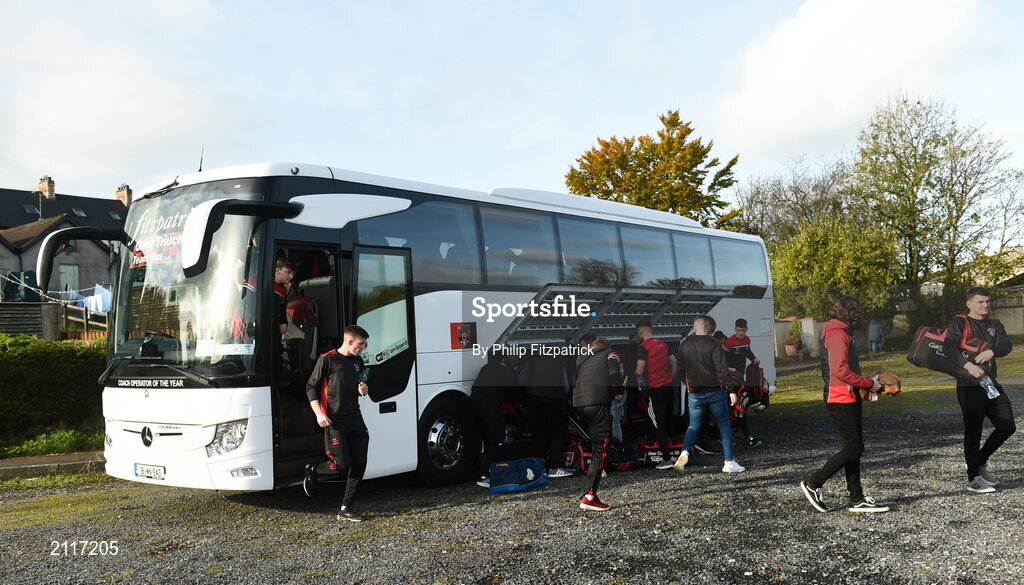 7 November 2021; The Truagh team arrive for the Monaghan County Senior Club Football Championship Final match between Scotstown and Truagh at St Tiernachs Park in Clones, Monaghan. Photo by Philip Fitzpatrick/Sportsfile