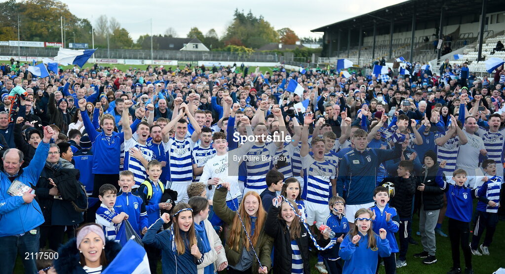 7 November 2021; Naas players and supporters celebrate on the field after the Kildare County Senior Club Football Championship Final match between Naas and Sarsfields at St Conleth's Park in Newbridge, Kildare. Photo by Daire Brennan/Sportsfile