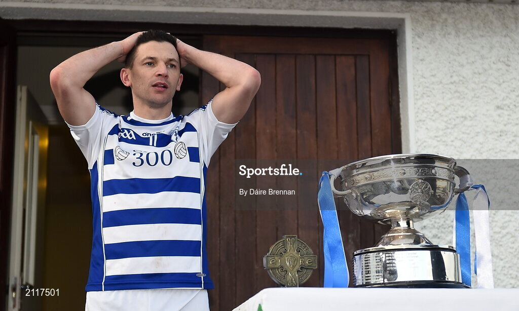 7 November 2021; Naas captain Eamonn Callaghan ahead of the cup presentation after the Kildare County Senior Club Football Championship Final match between Naas and Sarsfields at St Conleth's Park in Newbridge, Kildare. Photo by Daire Brennan/Sportsfile