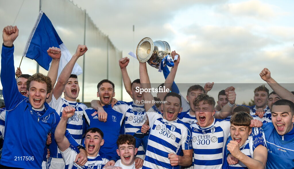 7 November 2021; Naas players celebrate with the cup after the Kildare County Senior Club Football Championship Final match between Naas and Sarsfields at St Conleth's Park in Newbridge, Kildare. Photo by Daire Brennan/Sportsfile
