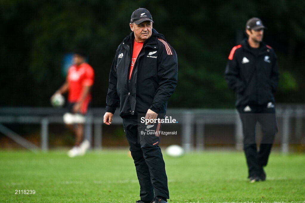 9 November 2021; Head coach Ian Foster during New Zealand All Blacks rugby squad training at UCD Bowl in Dublin. Photo by David Fitzgerald/Sportsfile
