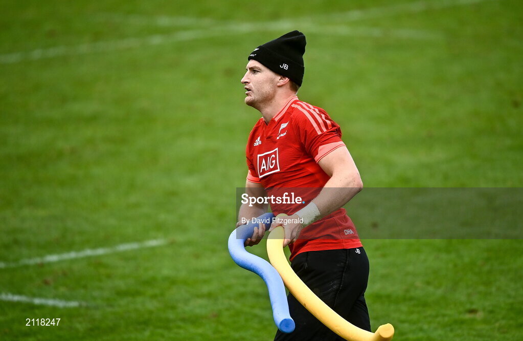 9 November 2021; Jordie Barrett during New Zealand All Blacks rugby squad training at UCD Bowl in Dublin. Photo by David Fitzgerald/Sportsfile