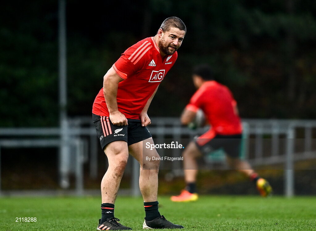 9 November 2021; Dane Coles during New Zealand All Blacks rugby squad training at UCD Bowl in Dublin. Photo by David Fitzgerald/Sportsfile