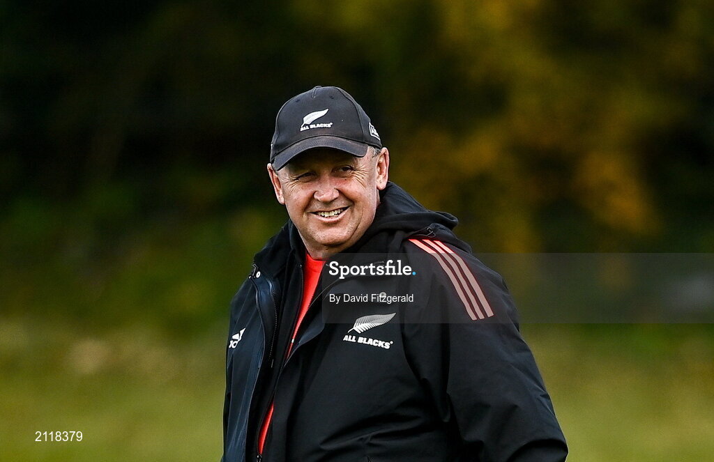 9 November 2021; Head coach Ian Foster during New Zealand All Blacks rugby squad training at UCD Bowl in Dublin. Photo by David Fitzgerald/Sportsfile