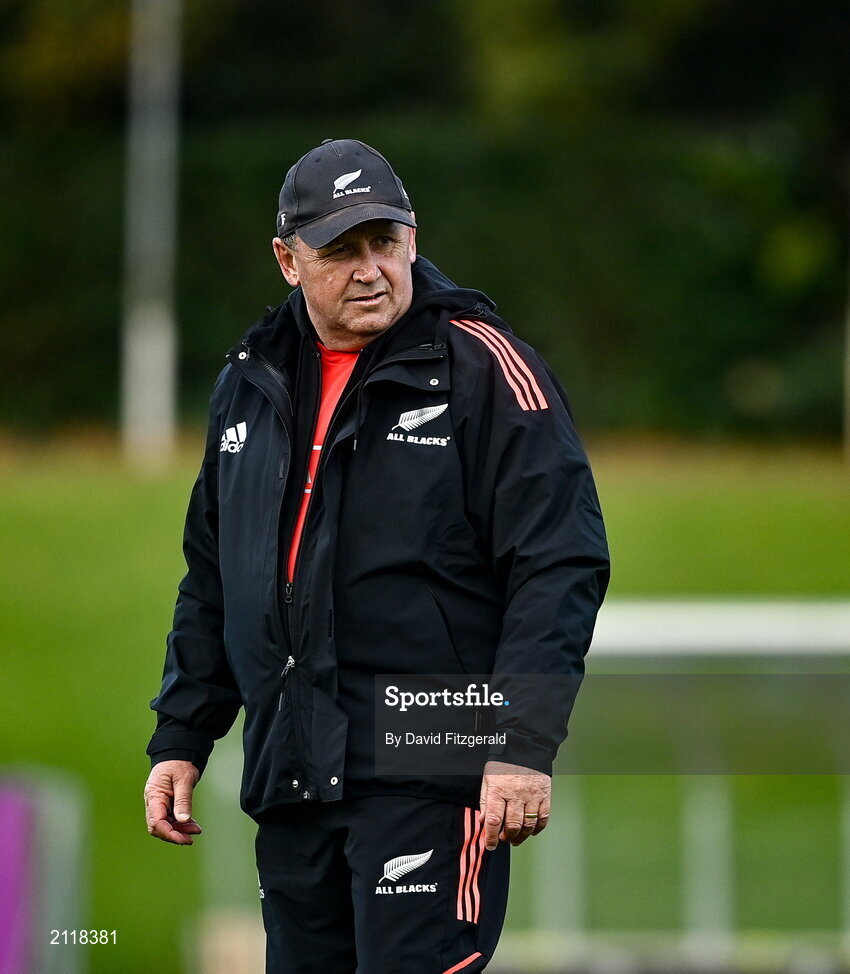 9 November 2021; Head coach Ian Foster during New Zealand All Blacks rugby squad training at UCD Bowl in Dublin. Photo by David Fitzgerald/Sportsfile