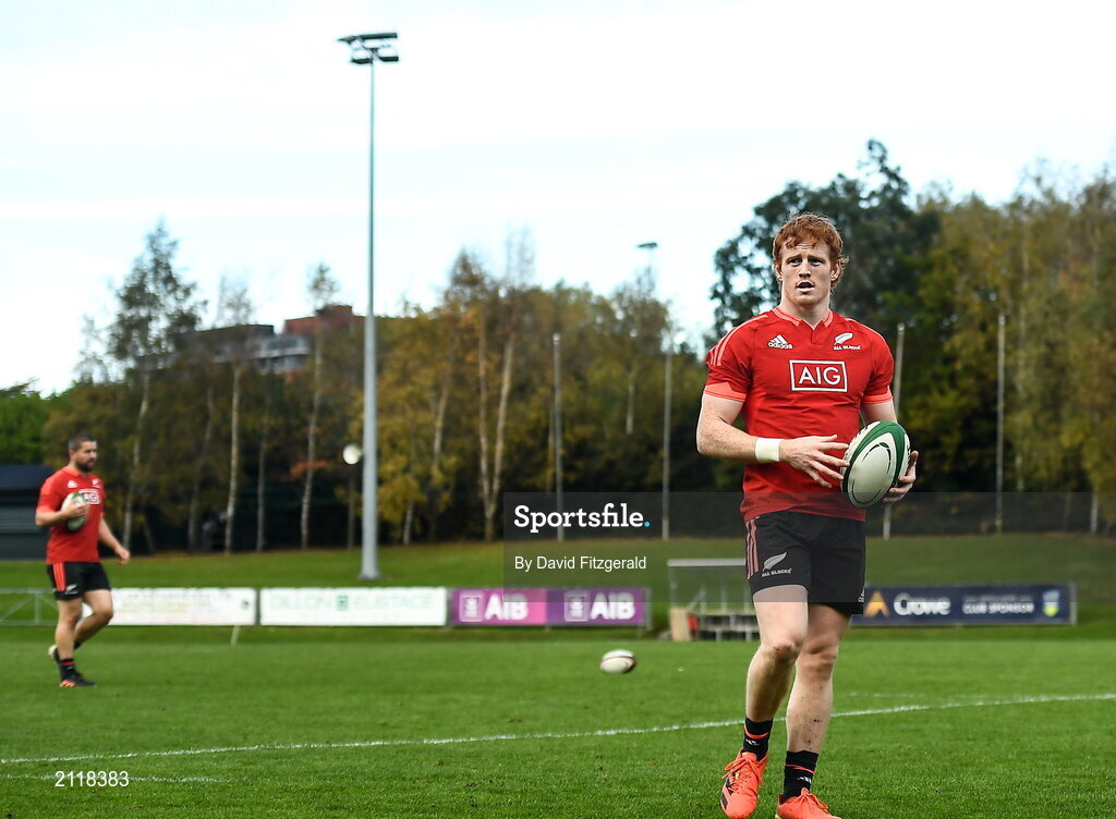 9 November 2021; Finlay Christie during New Zealand All Blacks rugby squad training at UCD Bowl in Dublin. Photo by David Fitzgerald/Sportsfile