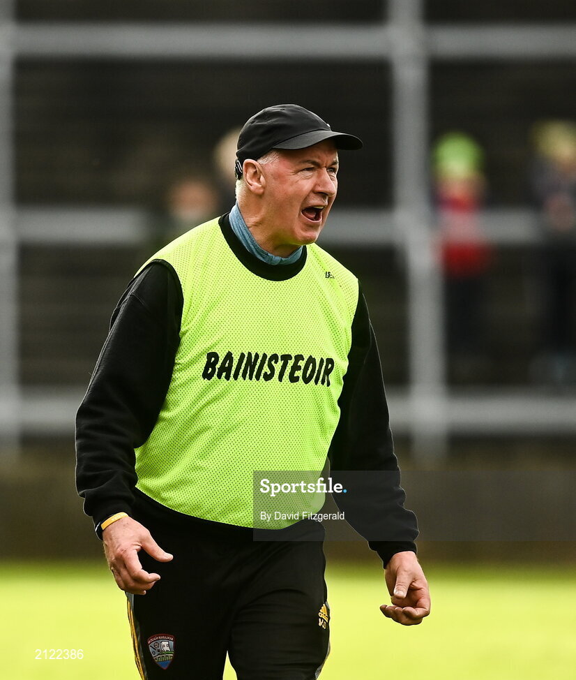 14 November 2021; Mountbellew Moylough manager Val Daly during the Galway County Senior Club Football Championship Final match between Corofin and Mountbellew / Moylough at Pearse Stadium in Galway. Photo by David Fitzgerald/Sportsfile
