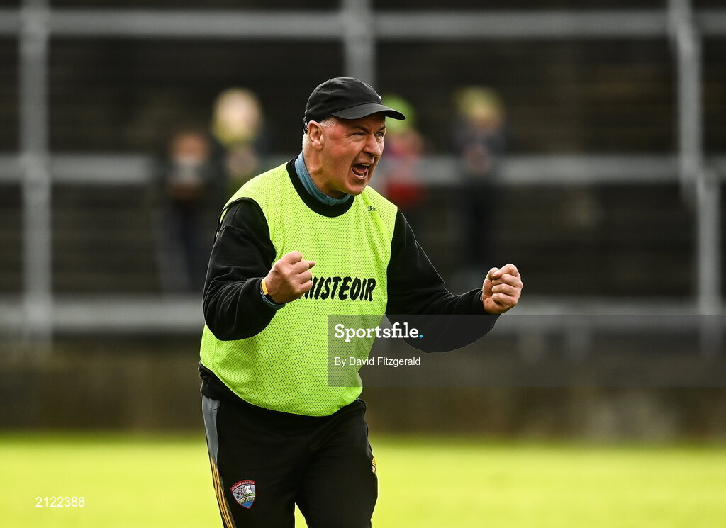 14 November 2021; Mountbellew Moylough manager Val Daly during the Galway County Senior Club Football Championship Final match between Corofin and Mountbellew / Moylough at Pearse Stadium in Galway. Photo by David Fitzgerald/Sportsfile
