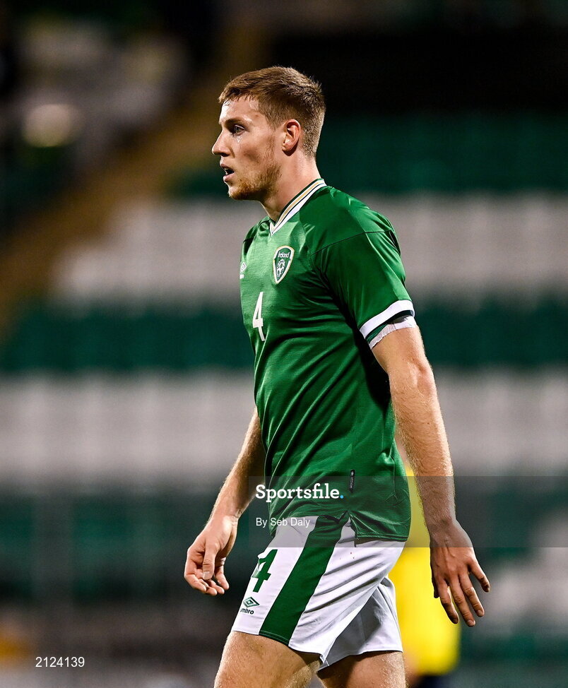 16 November 2021; Mark McGuinness of Republic of Ireland during the UEFA European U21 Championship qualifying group A match between Republic of Ireland and Sweden at Tallaght Stadium in Dublin. Photo by Seb Daly/Sportsfile