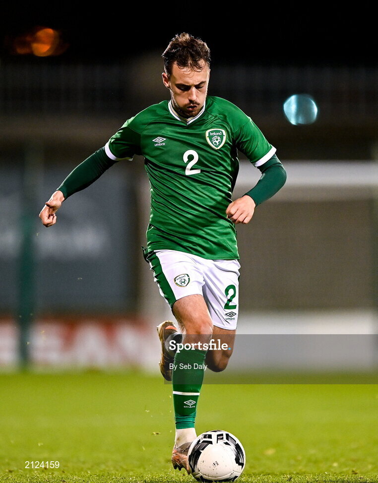 16 November 2021; Lee O'Connor of Republic of Ireland during the UEFA European U21 Championship qualifying group A match between Republic of Ireland and Sweden at Tallaght Stadium in Dublin. Photo by Seb Daly/Sportsfile