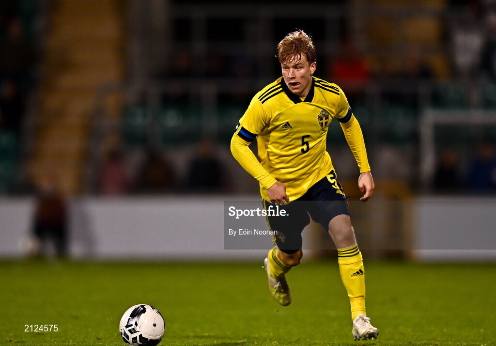 16 November 2021; Daniel Svensson of Sweden during the UEFA European U21 Championship qualifying group A match between Republic of Ireland and Sweden at Tallaght Stadium in Dublin. Photo by Eóin Noonan/Sportsfile