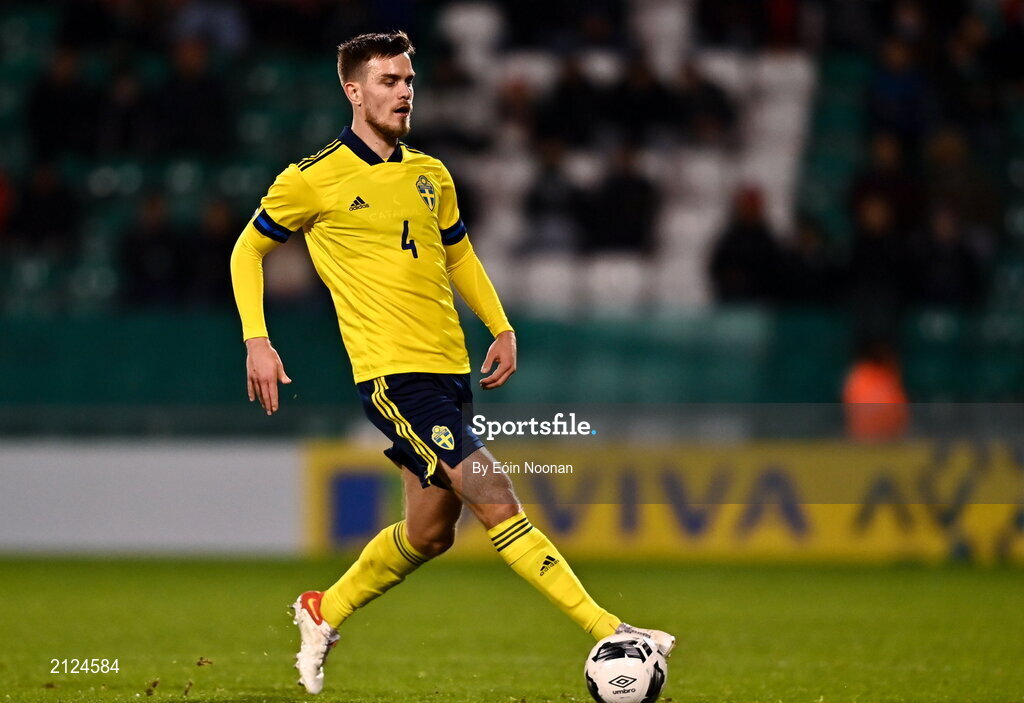 16 November 2021; Pavle Vagic of Sweden during the UEFA European U21 Championship qualifying group A match between Republic of Ireland and Sweden at Tallaght Stadium in Dublin. Photo by Eóin Noonan/Sportsfile