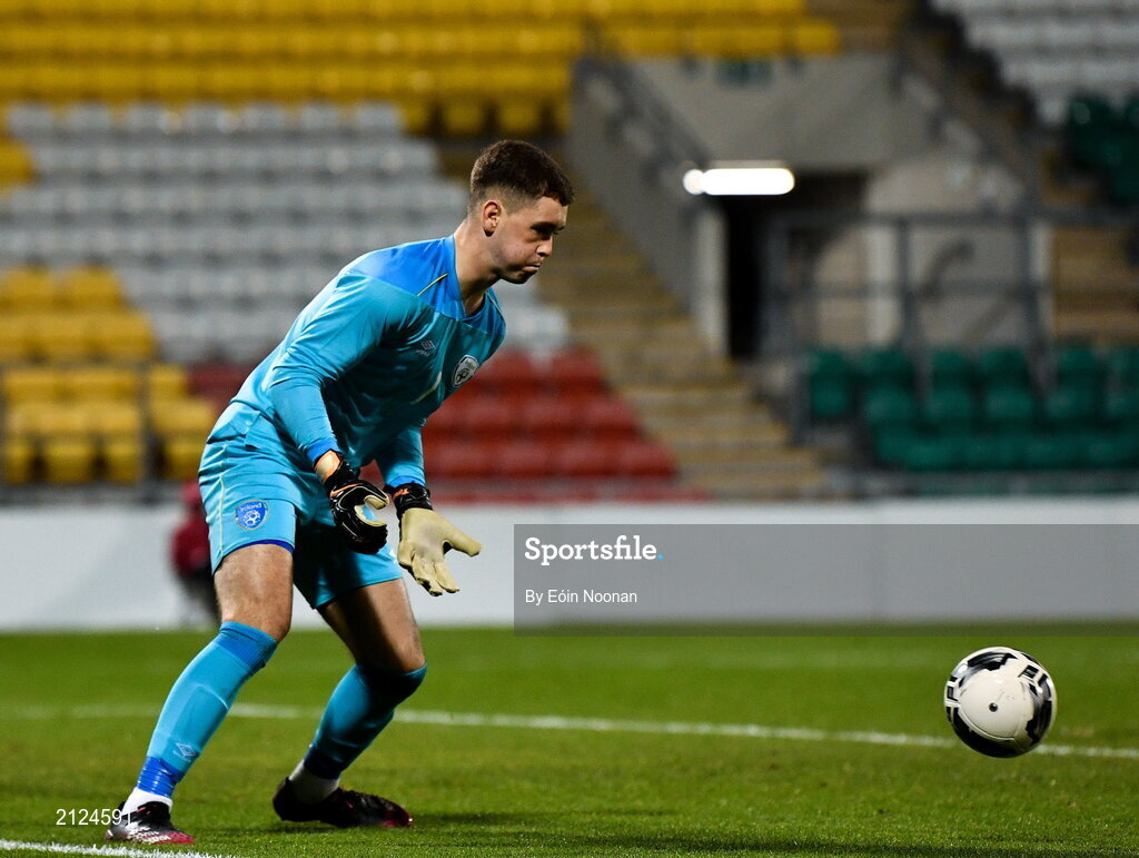 16 November 2021; Republic of Ireland goalkeeper Brian Maher during the UEFA European U21 Championship qualifying group A match between Republic of Ireland and Sweden at Tallaght Stadium in Dublin. Photo by Eóin Noonan/Sportsfile