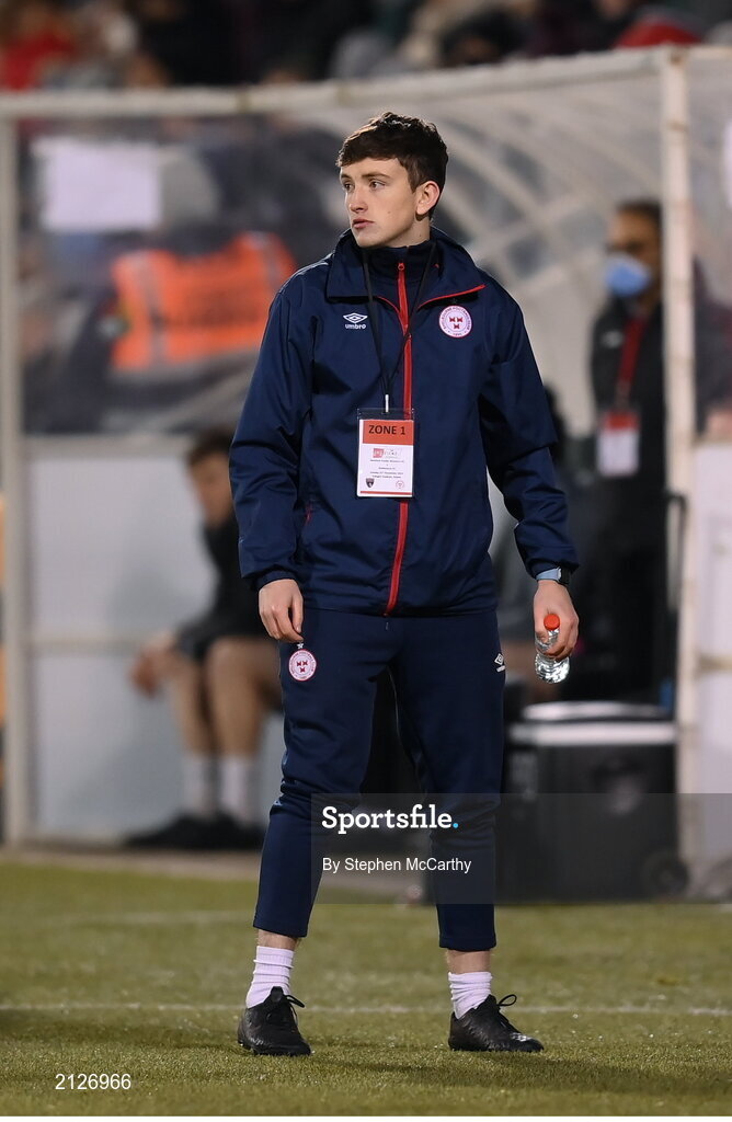 21 November 2021; Shelbourne analysts & coach Ciaran King during the 2021 EVOKE.ie FAI Women's Cup Final between Wexford Youths and Shelbourne at Tallaght Stadium in Dublin. Photo by Stephen McCarthy/Sportsfile