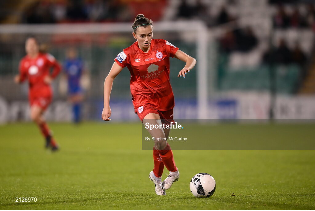 21 November 2021; Abbie Larkin of Shelbourne during the 2021 EVOKE.ie FAI Women's Cup Final between Wexford Youths and Shelbourne at Tallaght Stadium in Dublin. Photo by Stephen McCarthy/Sportsfile