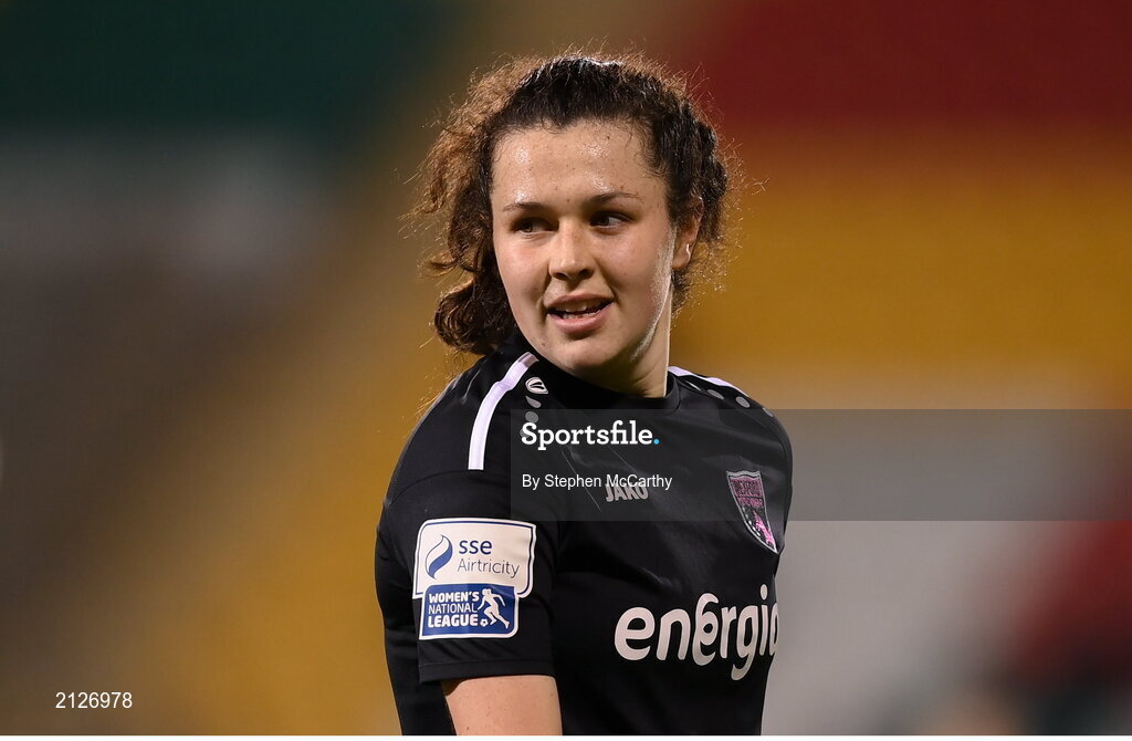 21 November 2021; Della Doherty of Wexford Youths during the 2021 EVOKE.ie FAI Women's Cup Final between Wexford Youths and Shelbourne at Tallaght Stadium in Dublin. Photo by Stephen McCarthy/Sportsfile