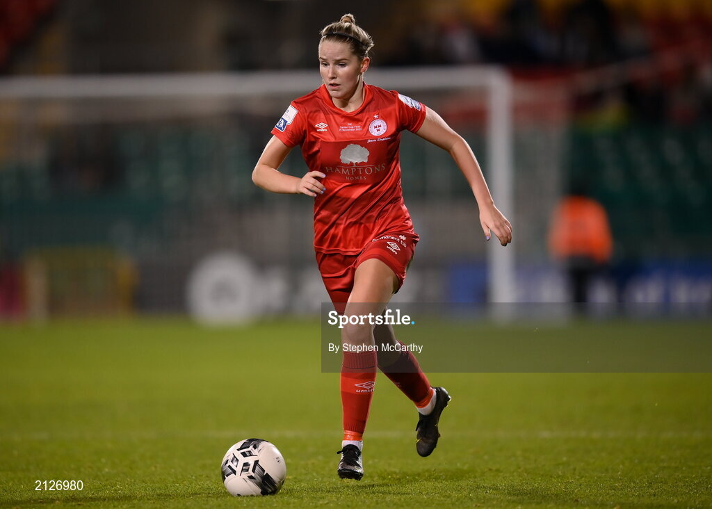 21 November 2021; Jessie Stapleton of Shelbourne during the 2021 EVOKE.ie FAI Women's Cup Final between Wexford Youths and Shelbourne at Tallaght Stadium in Dublin. Photo by Stephen McCarthy/Sportsfile