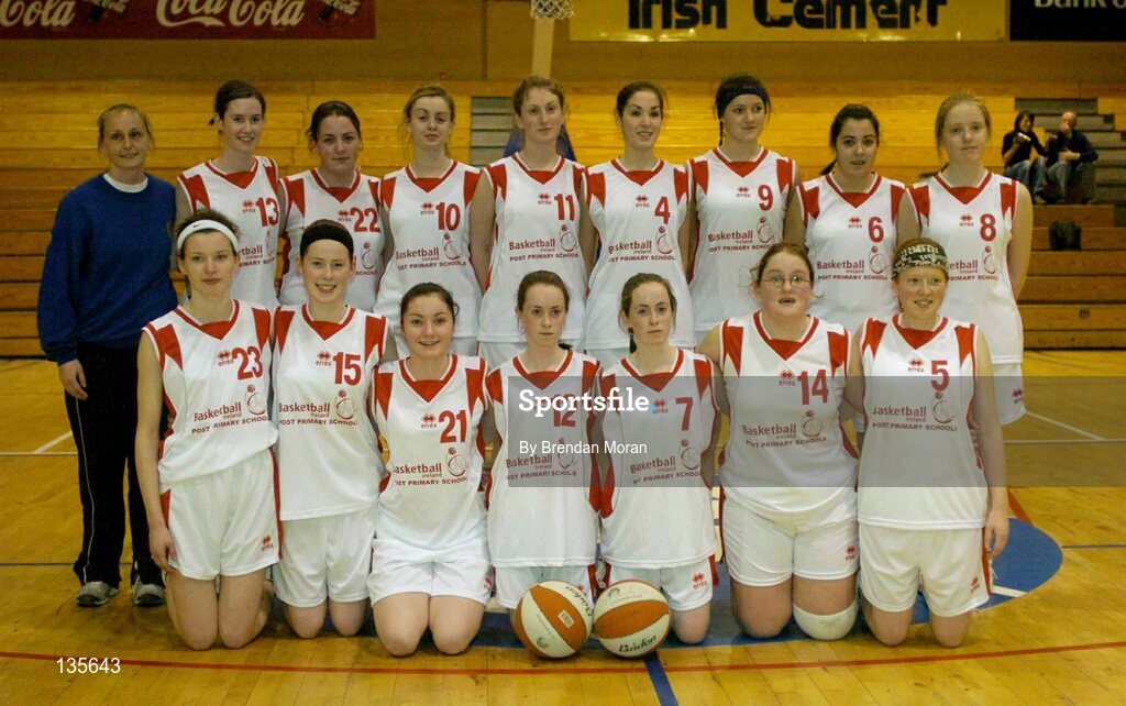 30 March 2004; The team from Salesians, Limerick. All - Ireland Schoolgirls Basketball League, Senior 'C' Final, Salesians, Limerick, v Killarney Community College, Kerry, ESB Arena, Tallaght, Dublin. Picture credit; Brendan Moran / SPORTSFILE *EDI*