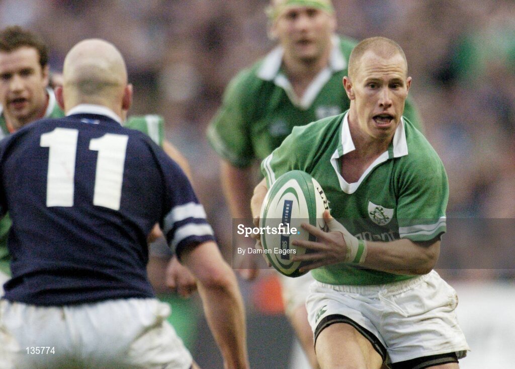 27 March 2004; Peter Stringer, Ireland, in action against Simon Webster, Scotland. RBS 6 Nations Championship 2003-2004, Ireland v Scotland, Lansdowne Road, Dublin. Picture credit; Damien Eagers / SPORTSFILE *EDI*