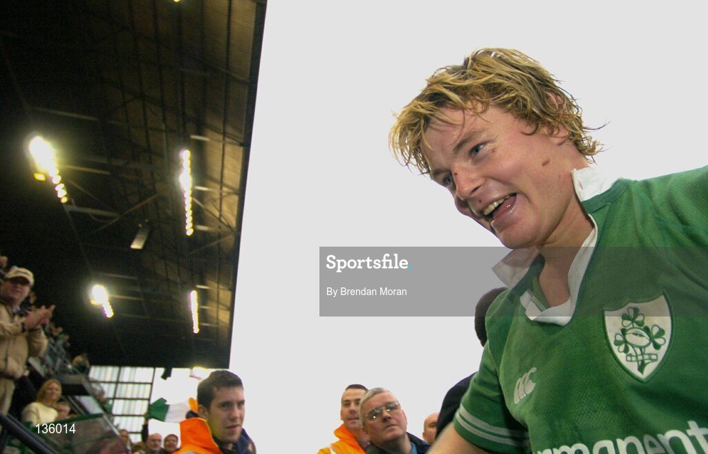 27 March 2004; Ireland captain Brian O'Driscoll goes into the dressing room after the game. RBS Six Nations Rugby Championship 2003-2004, Ireland v Scotland, Lansdowne Road, Dublin. Picture credit; Brendan Moran / SPORTSFILE *EDI*