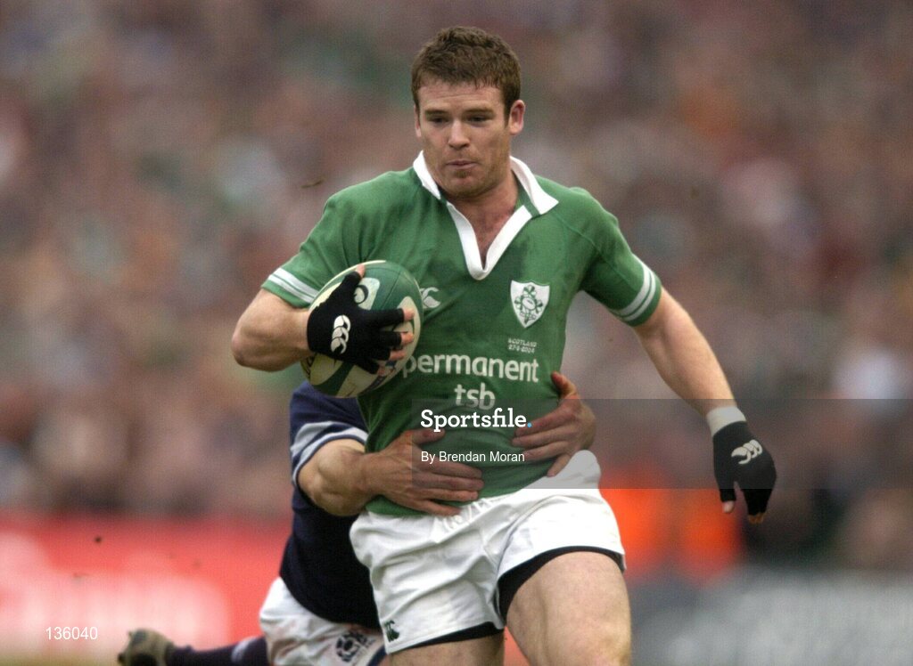 27 March 2004; Gordon D'Arcy, Ireland. RBS Six Nations Rugby Championship 2003-2004, Ireland v Scotland, Lansdowne Road, Dublin. Picture credit; Brendan Moran / SPORTSFILE *EDI*
