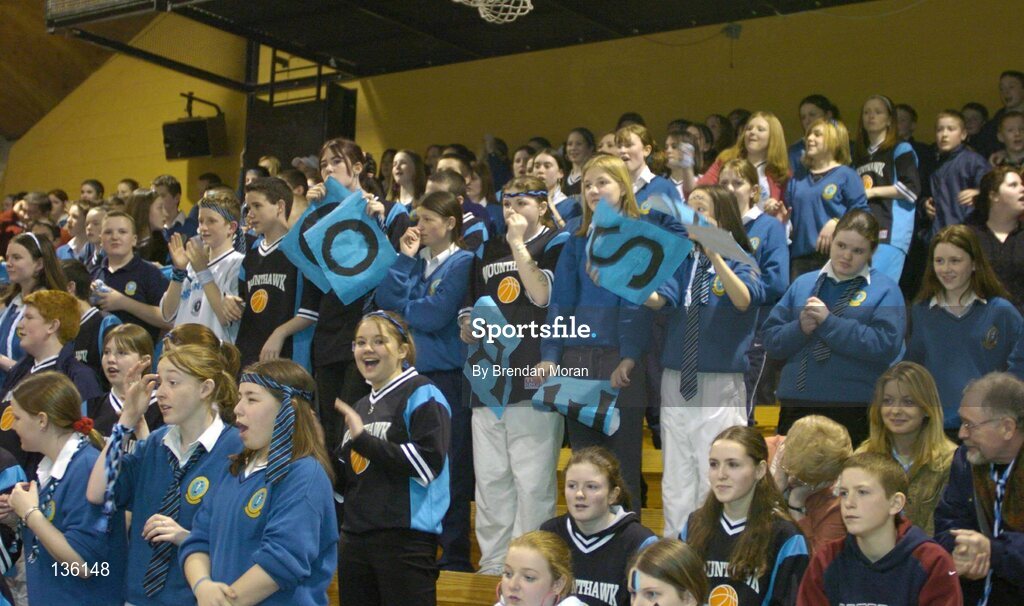 24 March 2004; Fans from Mercy Mounthawk. All-Ireland Schoolboys Basketball League, U19 'B'  Final, Malahide Community School, Dublin v Mercy Mounthawk, Tralee, Co. Kerry, ESB Arena, Tallaght, Dublin. Picture credit; Brendan Moran / SPORTSFILE *EDI*
