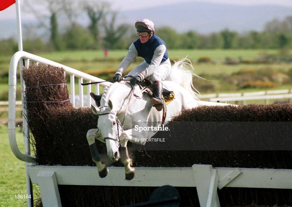 16 April 1990; Desert Orchid, with Richard Dunwoody up, on their way to winning The Jameson Irish Grand National Handicap Steeplechase at Fairyhouse Racecourse, Co. Meath. Picture credit; SPORTSFILE
