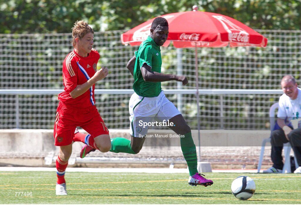 28 July 2013; Tom Badun, Ireland in action against Viacheslav Larionov, Russia. 2013 CPISRA Intercontinental Cup, Group B, Ireland v Russia, Stadium ZEM Jaume Tubau, Sant Cugat del Valles, Barcelona, Spain. Picture credit: Juan Manuel Baliellas / SPORTSFILE