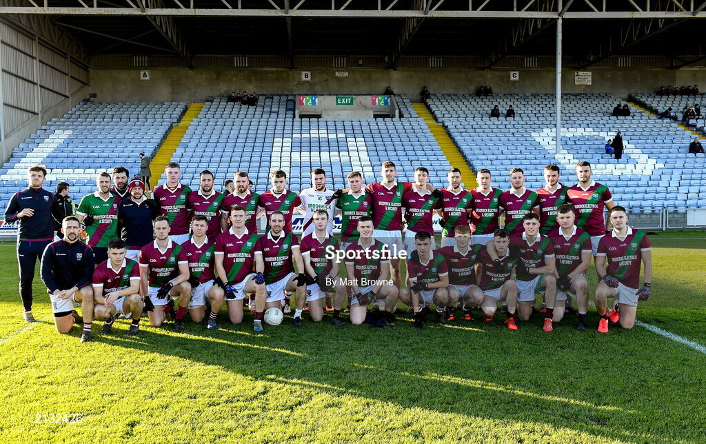 5 December 2021; The Portarlington squad before the AIB Leinster GAA Football Senior Club Championship Quarter-Final match between Portarlington and St Loman's at MW Hire O’Moore Park in Portlaoise, Laois. Photo by Matt Browne/Sportsfile