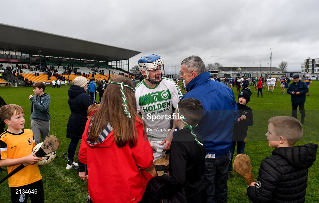 12 December 2021; TJ Reid of Shamrocks Ballyhale signs autographs for supporters after the AIB Leinster GAA Hurling Senior Club Championship Semi-Final match between St Rynaghs and Shamrocks Ballyhale at Bord na Mona O’Connor Park in Tullamore, Offaly. Photo by Eóin Noonan/Sportsfile