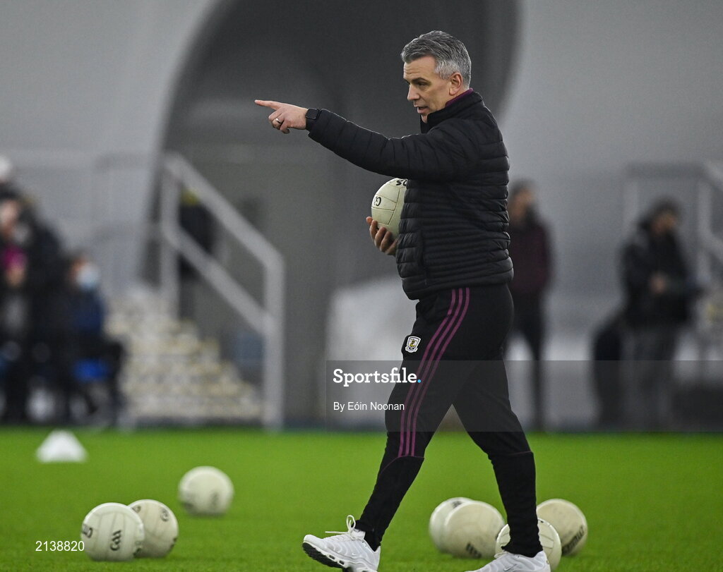 7 January 2022; Galway manager Padraic Joyce before the Connacht FBD League semi-final match between Mayo and Galway at the NUI Galway Connacht GAA Air Dome in Bekan, Mayo. Photo by Eóin Noonan/Sportsfile