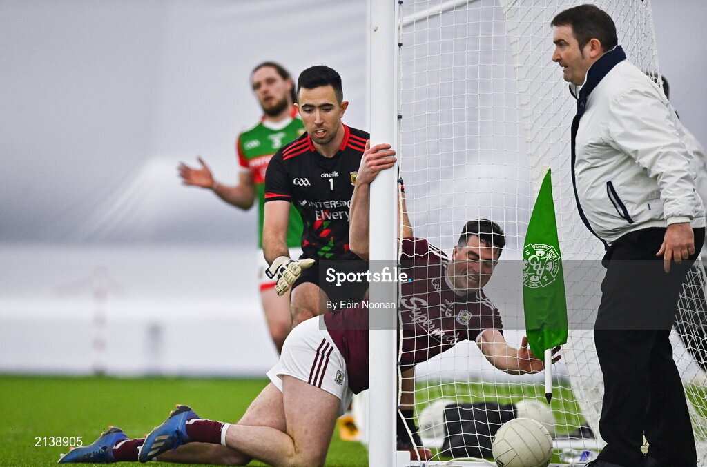 7 January 2022; Dylan Canny of Galway reacts after his attempt on goal goes wide during the Connacht FBD League semi-final match between Mayo and Galway at the NUI Galway Connacht GAA Air Dome in Bekan, Mayo. Photo by Eóin Noonan/Sportsfile