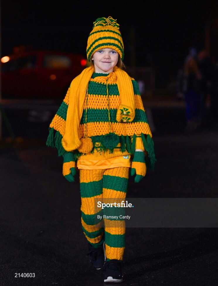 7 January 2022; Donegal supporter Cassie Rose Melly before the Dr McKenna Cup Round 1 match between Donegal and Down at Pairc MacCumhaill in Ballybofey, Donegal. Photo by Ramsey Cardy/Sportsfile