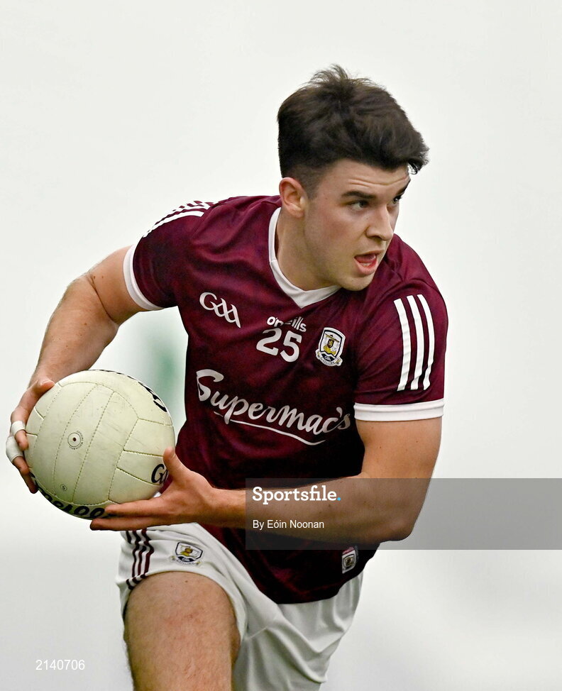 7 January 2022; Tommo Culhane of Galway during the Connacht FBD League semi-final match between Mayo and Galway at the NUI Galway Connacht GAA Air Dome in Bekan, Mayo. Photo by Eóin Noonan/Sportsfile