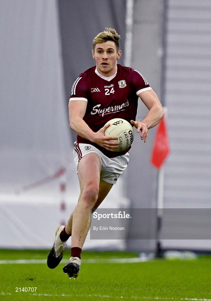 7 January 2022; Shane Walsh of Galway during the Connacht FBD League semi-final match between Mayo and Galway at the NUI Galway Connacht GAA Air Dome in Bekan, Mayo. Photo by Eóin Noonan/Sportsfile