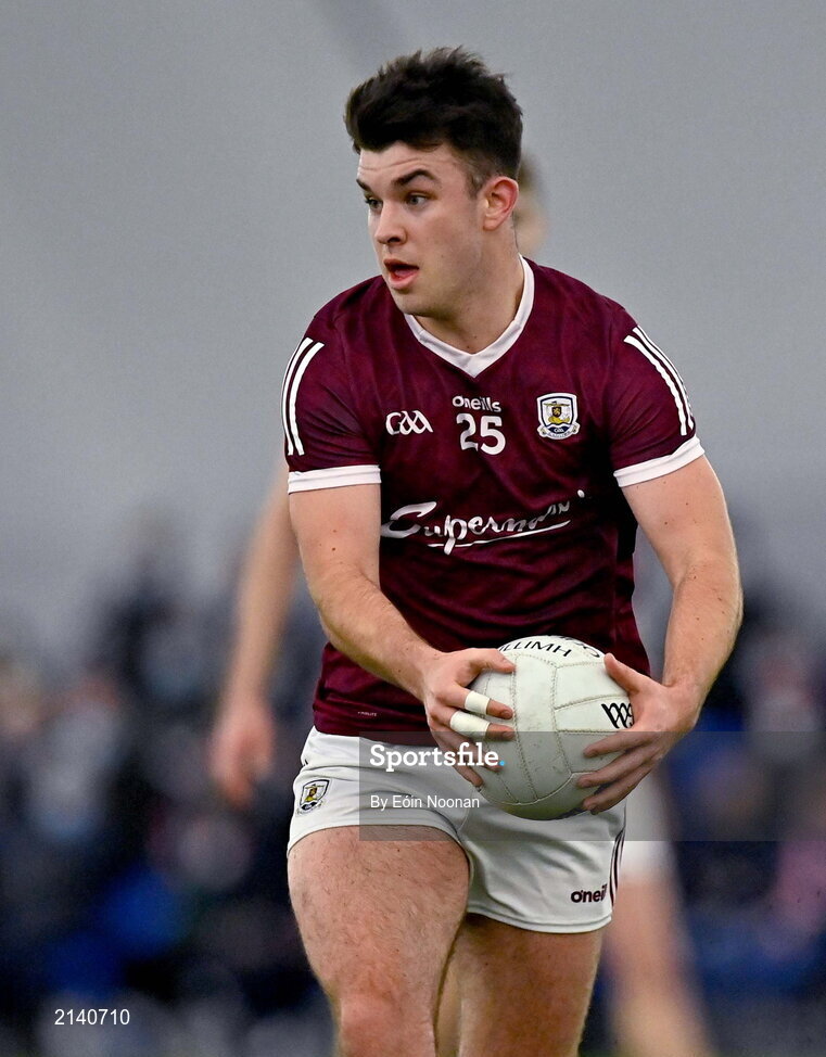 7 January 2022; Tommo Culhane of Galway during the Connacht FBD League semi-final match between Mayo and Galway at the NUI Galway Connacht GAA Air Dome in Bekan, Mayo. Photo by Eóin Noonan/Sportsfile
